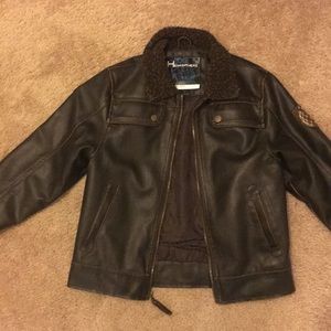 Brown faux leather Boys size 7 jacket EUC